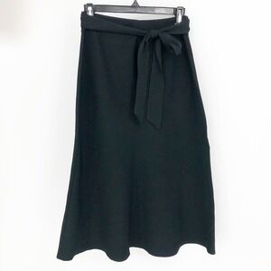 Wilfred Tie Waist Midi Skirt Small Black A-Line Flowy Stretch